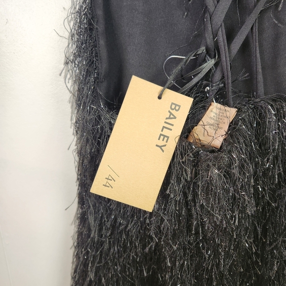 Bailey 44 Black Tinsel Fringe Mini Party Dress New NWT Size Medium Fearless - Picture 7 of 14